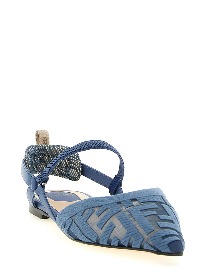 Fendi Blue Polyamide Ballet Flats