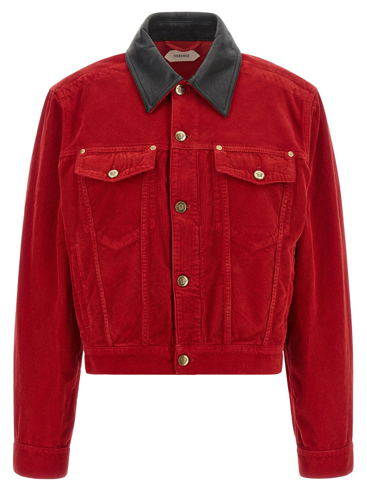 Versace Red Cotton Full-Length Jacket