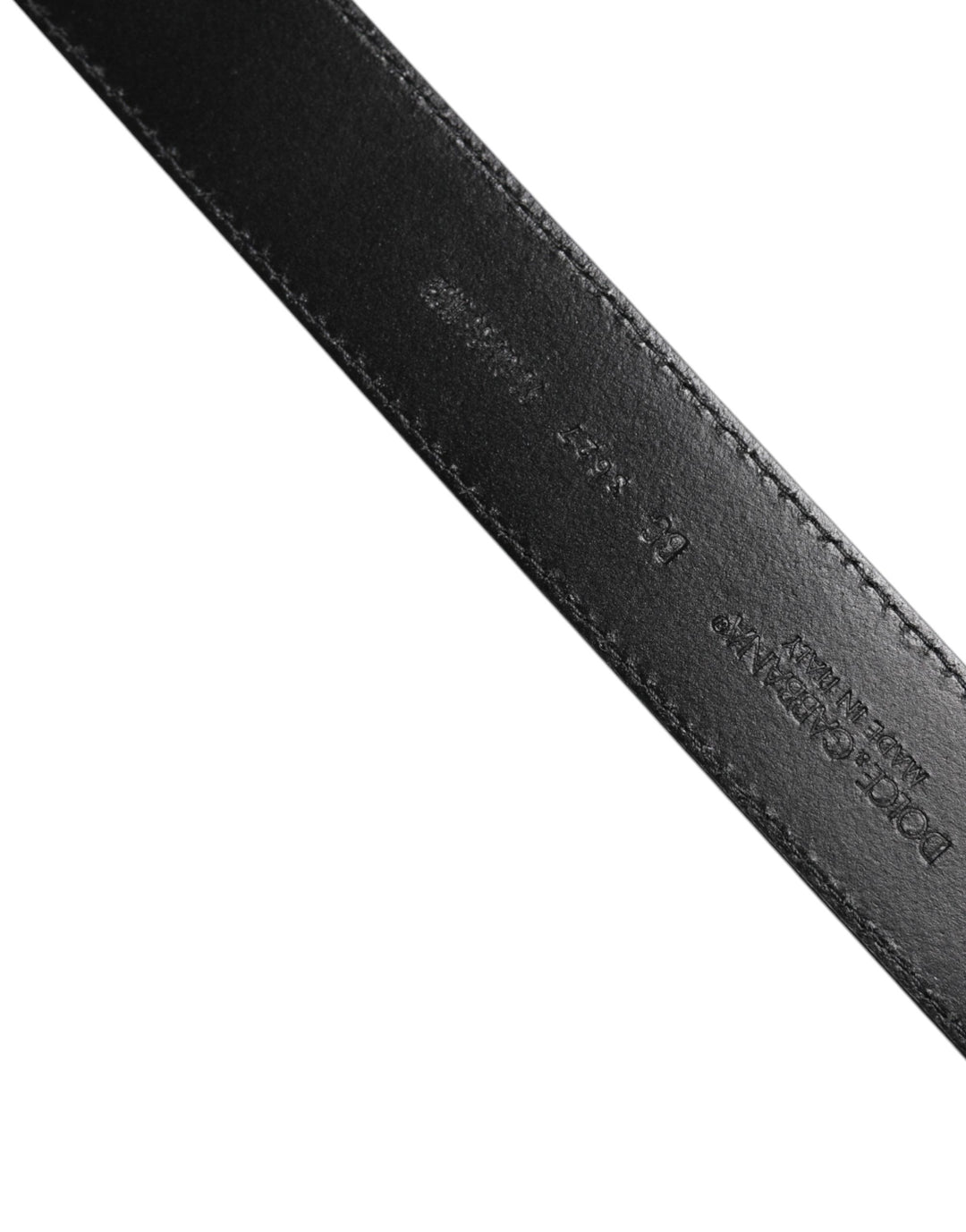 Dolce &amp; Gabbana Black Calf Leather Classic Silver Buckle Belt