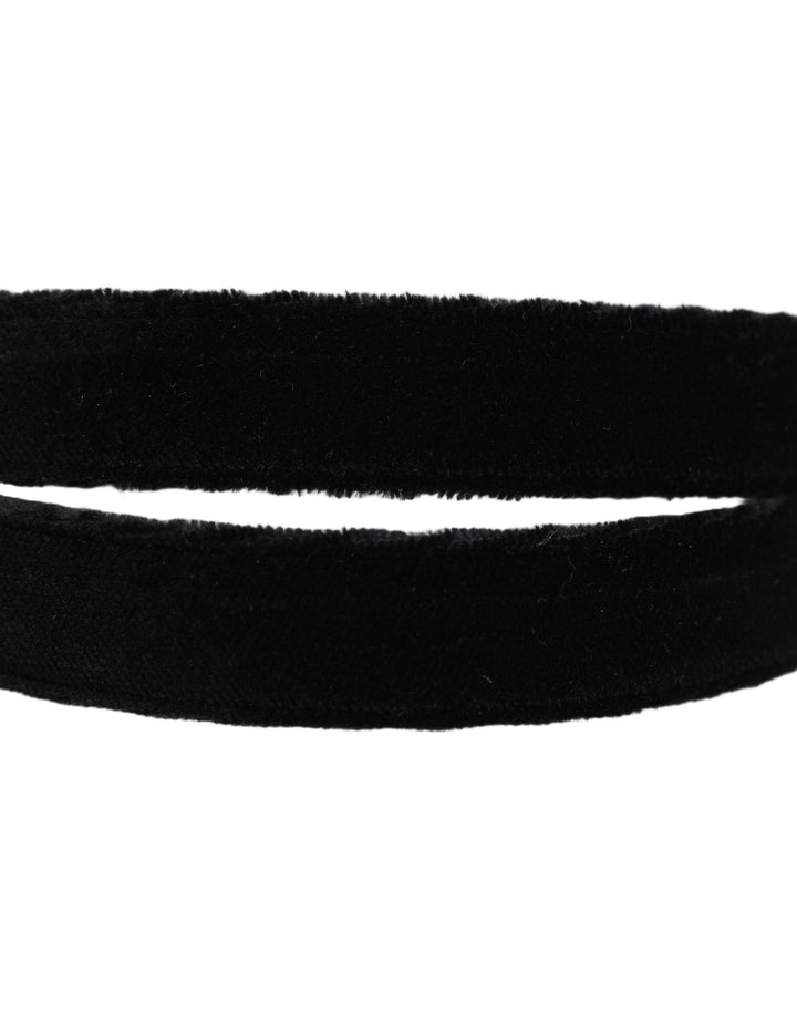 Dolce &amp; Gabbana Men Black Velvet Gold Tone Metal Buckle Belt