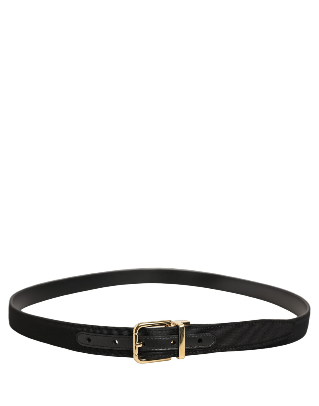 Dolce &amp; Gabbana Black Canvas Leather Gold Metal Buckle Belt