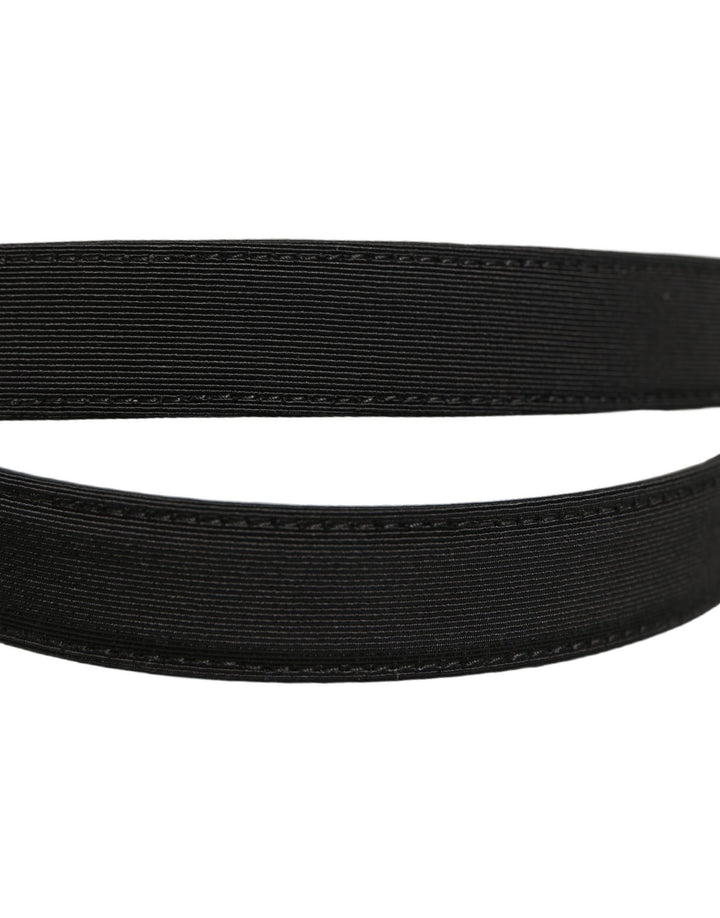 Dolce &amp; Gabbana Black Canvas Leather Gold Metal Buckle Belt