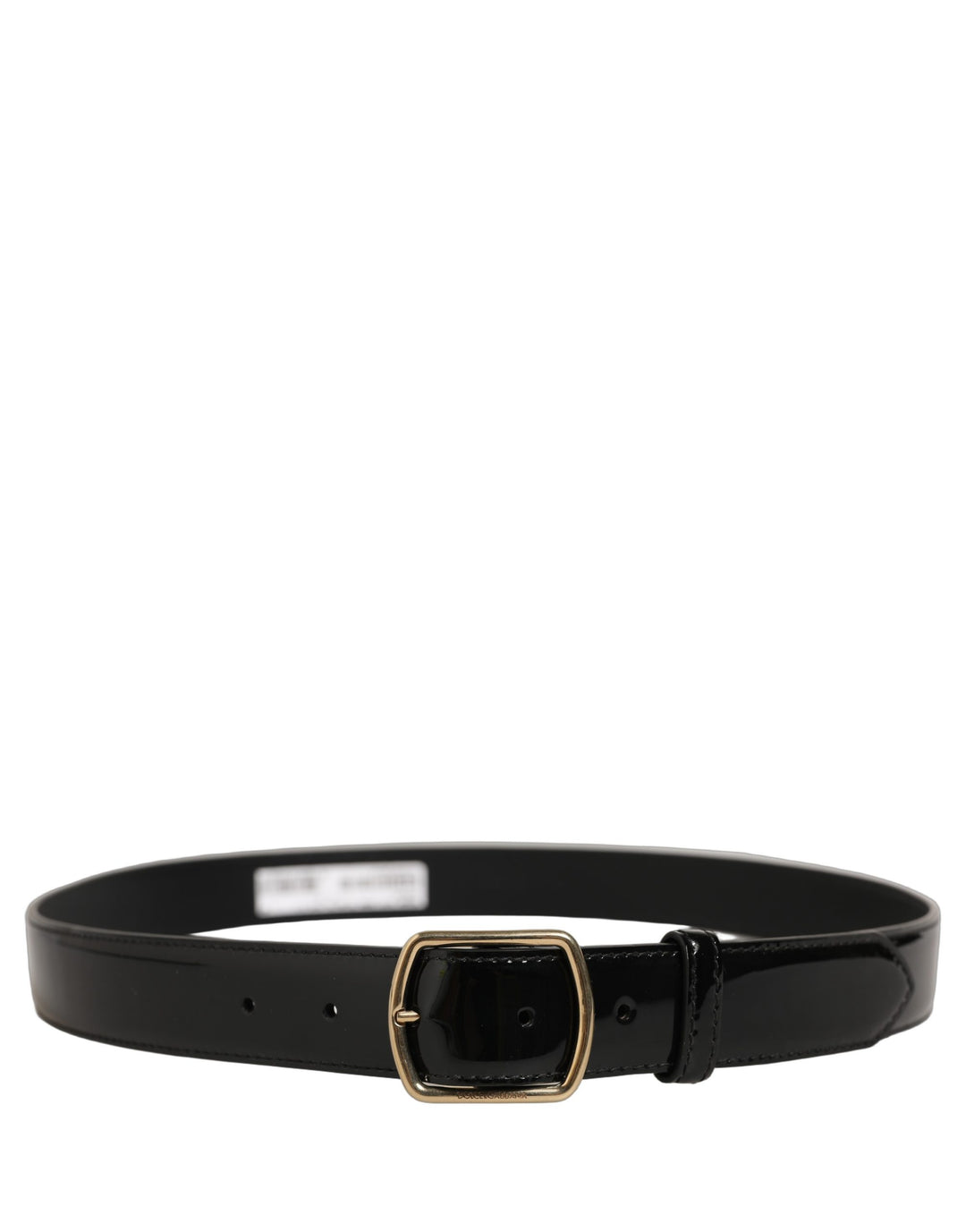 Dolce &amp; Gabbana Black Patent Leather Gold Metal Buckle Belt