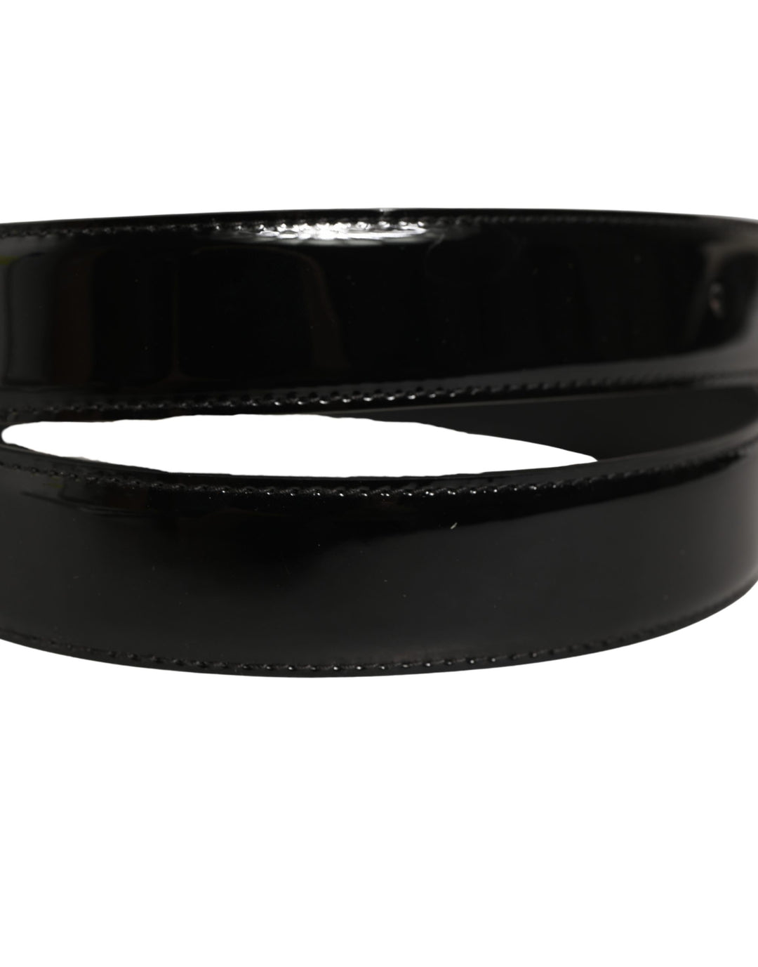 Dolce &amp; Gabbana Black Patent Leather Gold Metal Buckle Belt
