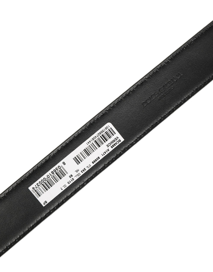 Dolce &amp; Gabbana Black Patent Leather Gold Metal Buckle Belt