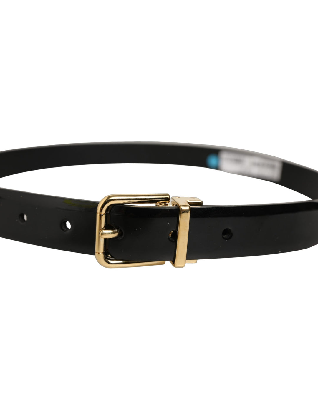Dolce &amp; Gabbana Black Classic Leather Gold Tone Buckle Belt