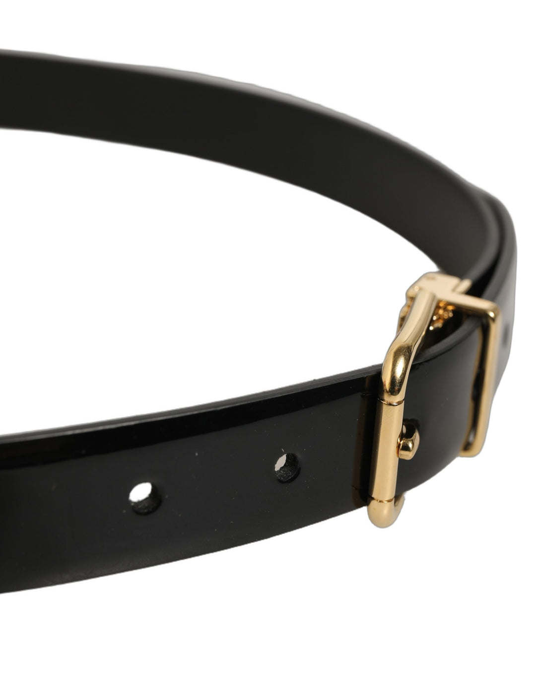 Dolce &amp; Gabbana Black Classic Leather Gold Tone Buckle Belt