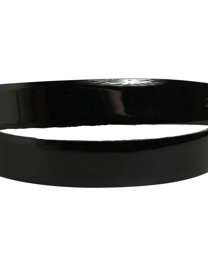 Dolce &amp; Gabbana Black Classic Leather Gold Tone Buckle Belt