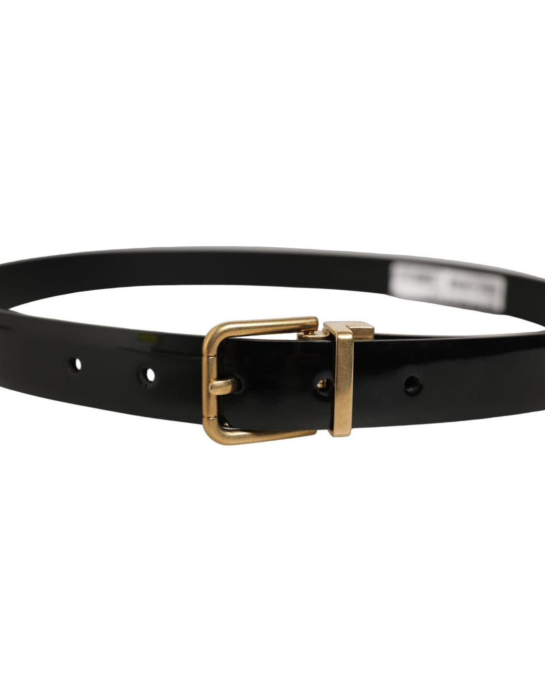 Dolce &amp; Gabbana Black Classic Leather Gold Tone Buckle Belt
