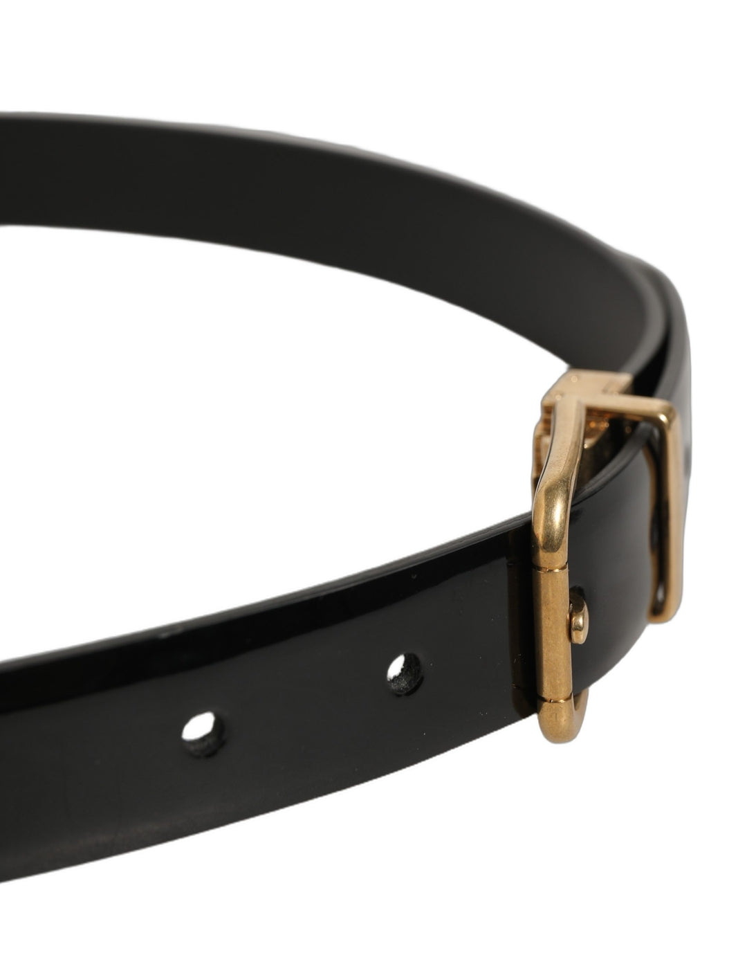 Dolce &amp; Gabbana Black Classic Leather Gold Tone Buckle Belt