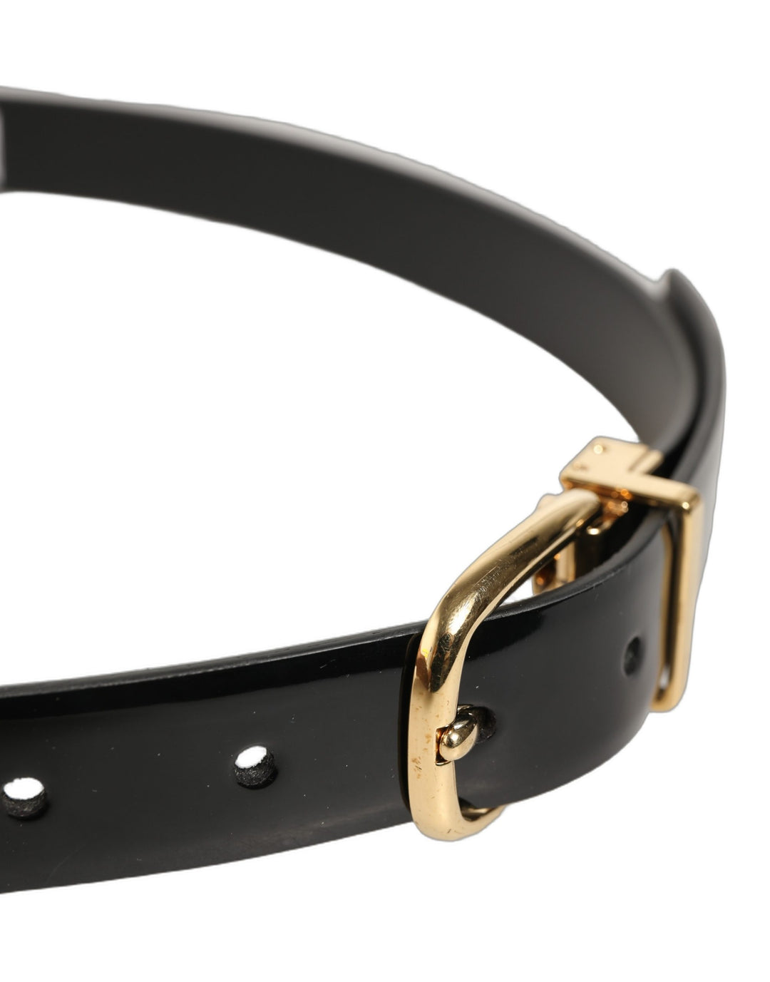 Dolce &amp; Gabbana Black Classic Leather Gold Tone Buckle Belt