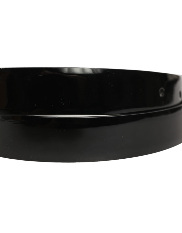 Dolce &amp; Gabbana Black Classic Leather Gold Tone Buckle Belt