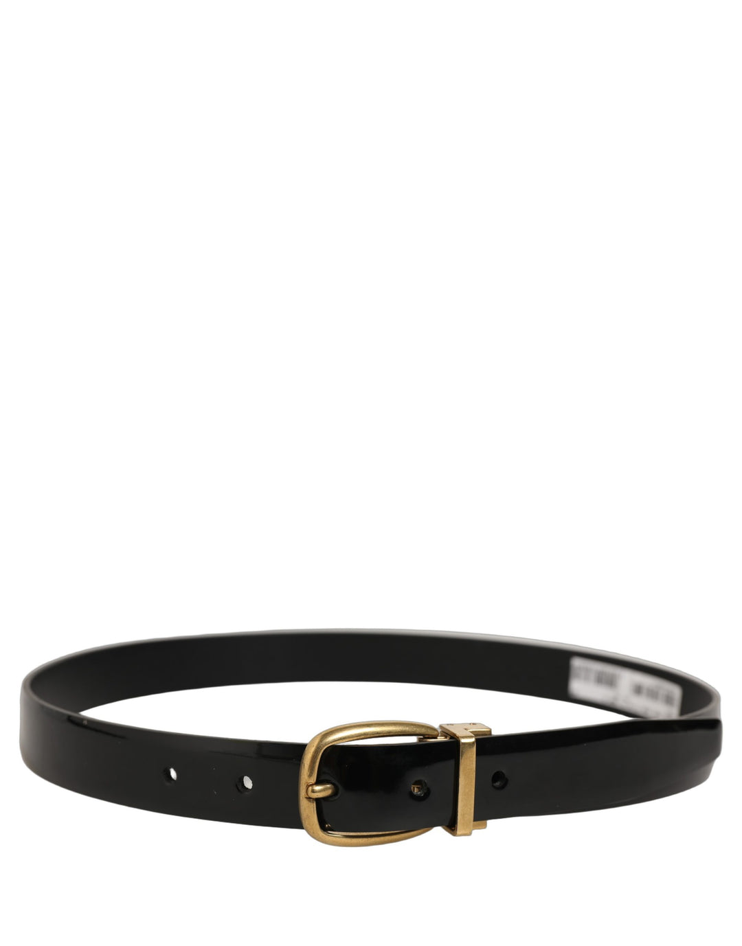 Dolce &amp; Gabbana Black Classic Leather Gold Tone Buckle Belt
