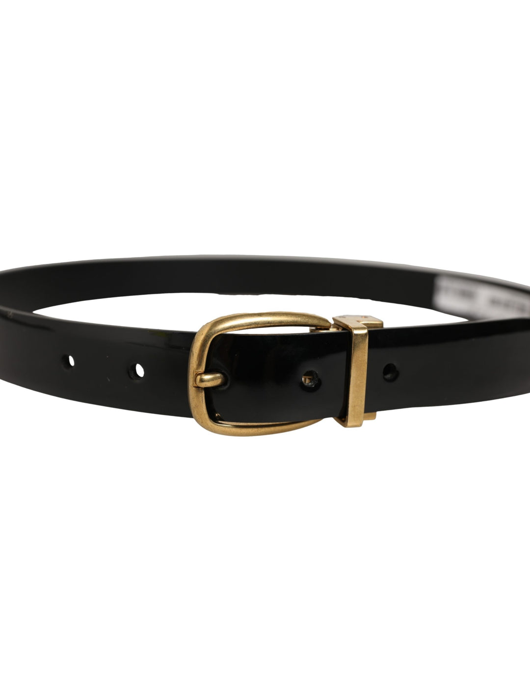 Dolce &amp; Gabbana Black Classic Leather Gold Tone Buckle Belt
