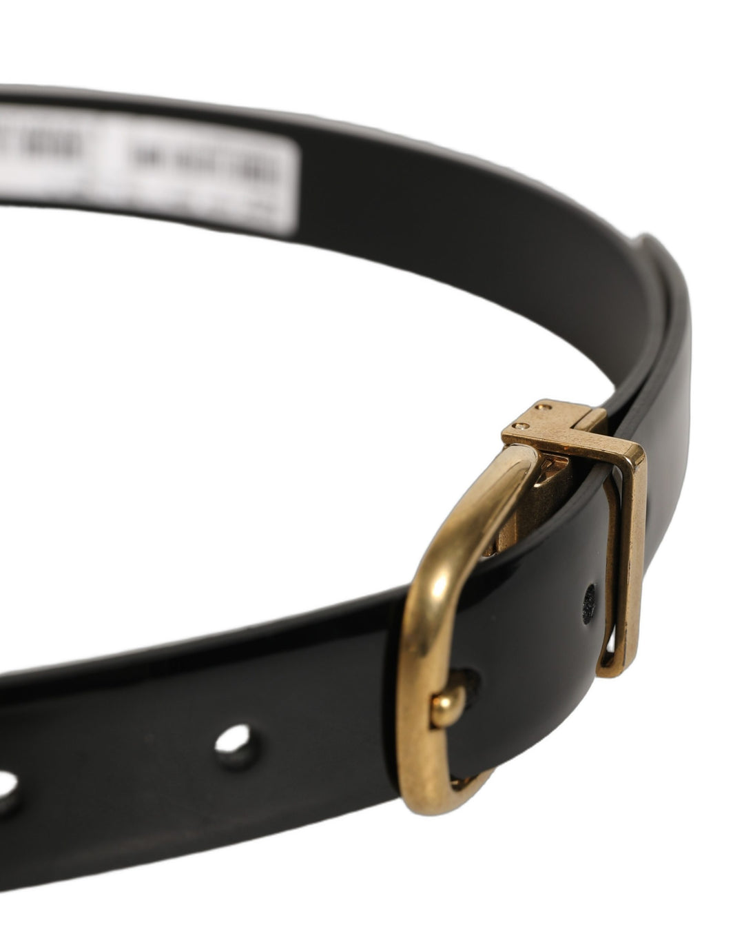 Dolce &amp; Gabbana Black Classic Leather Gold Tone Buckle Belt