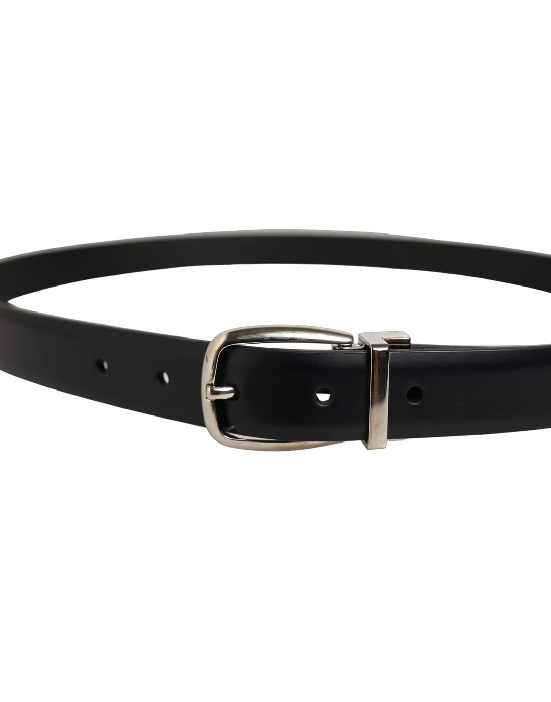 Dolce &amp; Gabbana Blue Calf Leather Silver Metal Buckle Belt