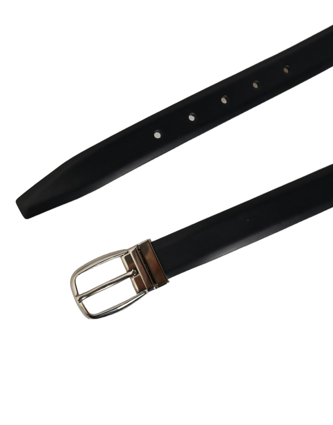 Dolce &amp; Gabbana Blue Calf Leather Silver Metal Buckle Belt