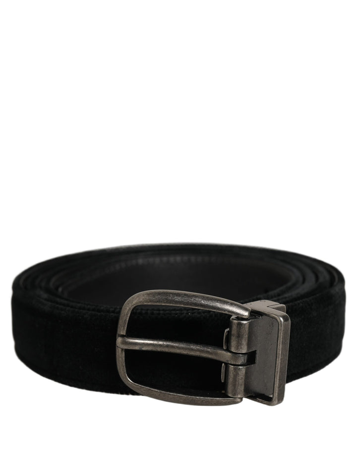 Dolce &amp; Gabbana Black Cotton Metal Buckle Classic Men Belt