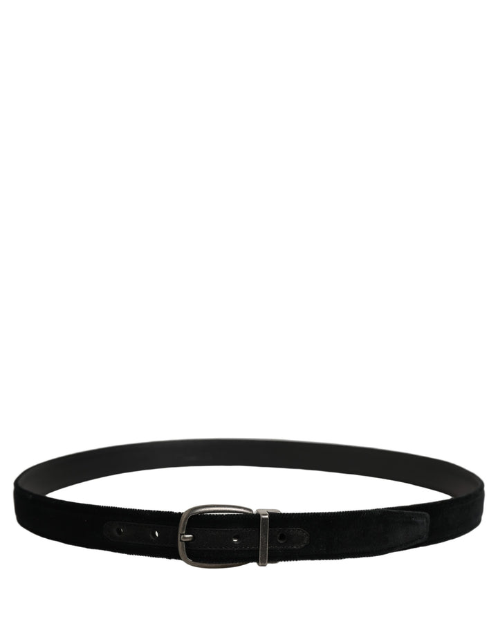 Dolce &amp; Gabbana Black Cotton Metal Buckle Classic Men Belt