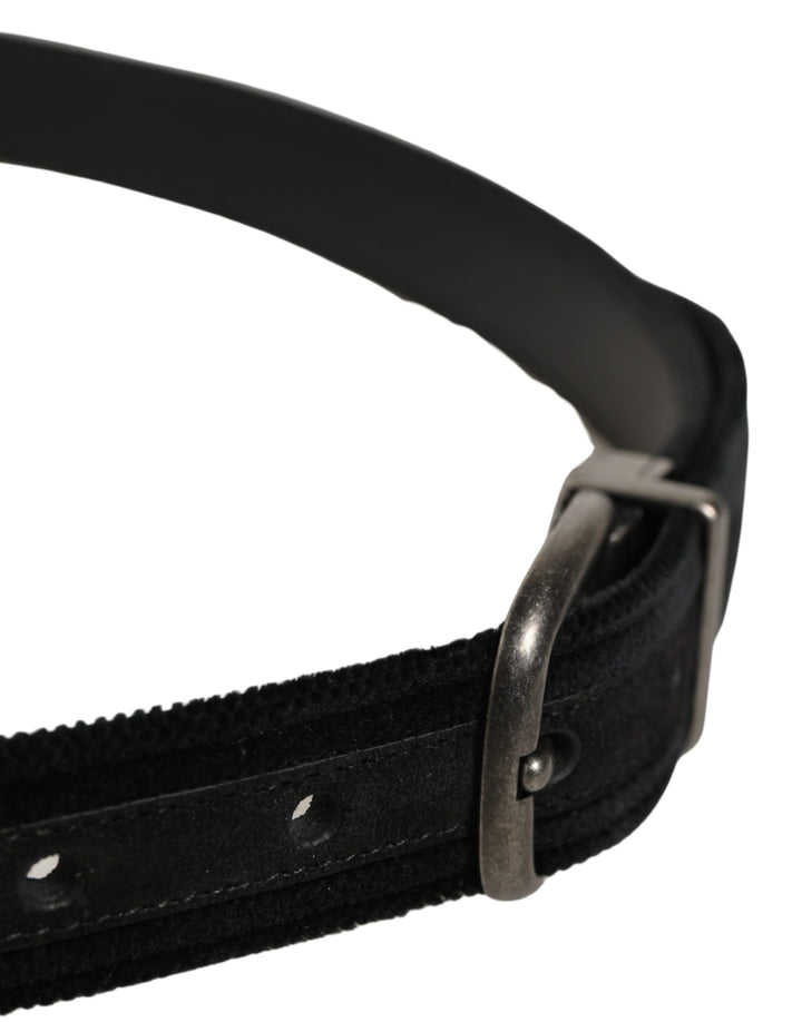 Dolce &amp; Gabbana Black Cotton Metal Buckle Classic Men Belt