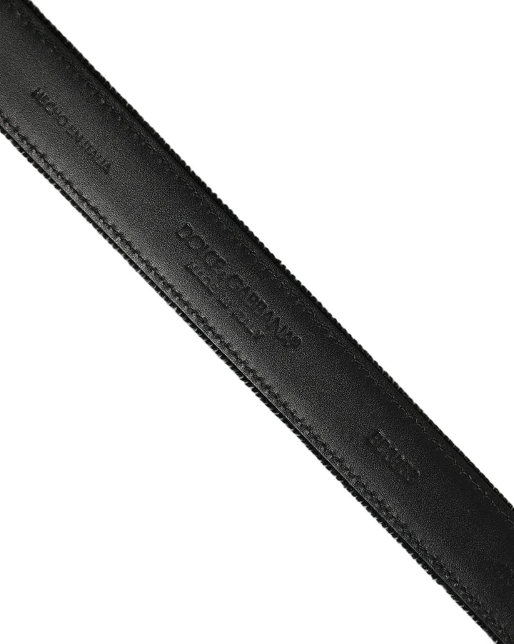 Dolce &amp; Gabbana Black Cotton Metal Buckle Classic Men Belt