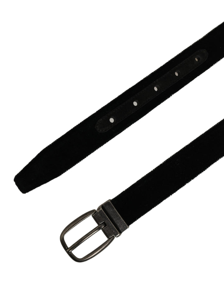 Dolce &amp; Gabbana Black Cotton Metal Buckle Classic Men Belt