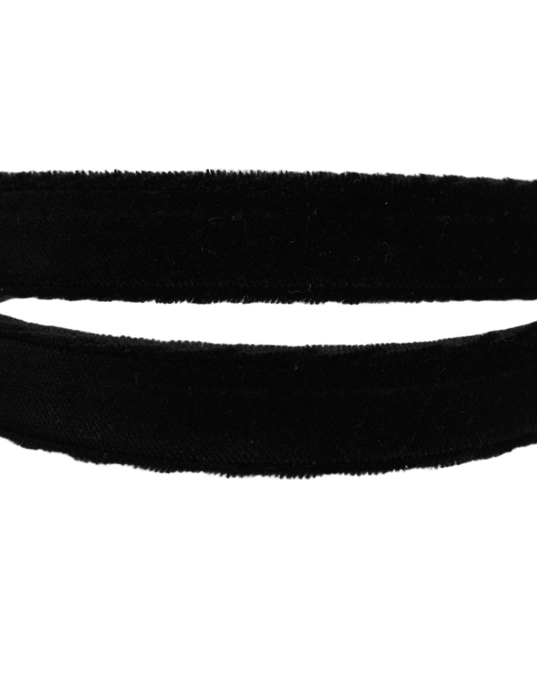 Dolce &amp; Gabbana Black Velvet Silver Tone Metal Buckle Belt