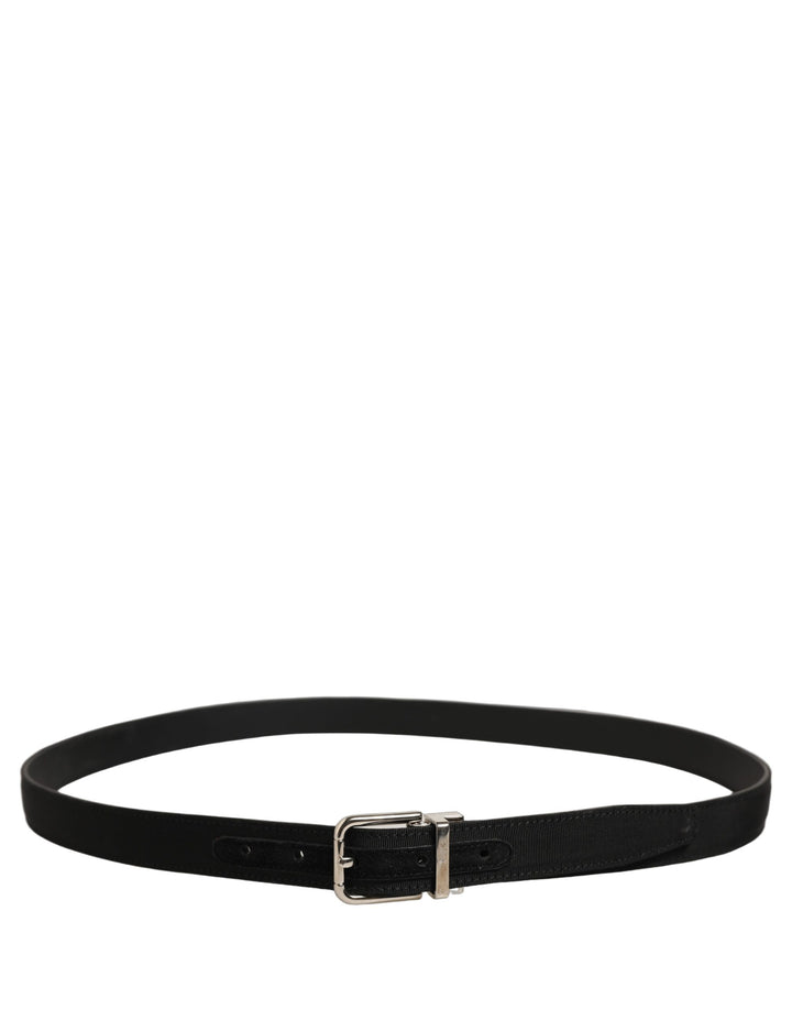 Dolce &amp; Gabbana Black Classic Leather Silver Tone Buckle Belt
