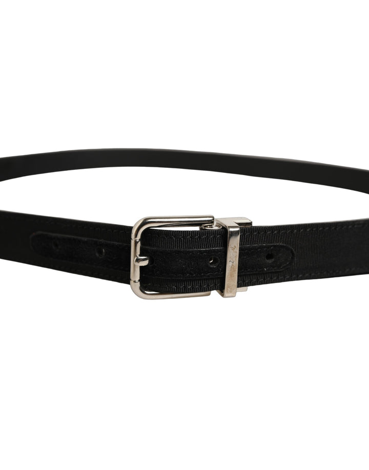 Dolce &amp; Gabbana Black Classic Leather Silver Tone Buckle Belt