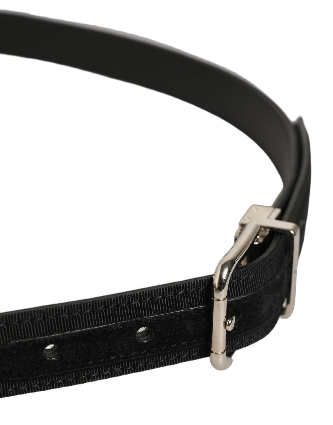 Dolce &amp; Gabbana Black Classic Leather Silver Tone Buckle Belt