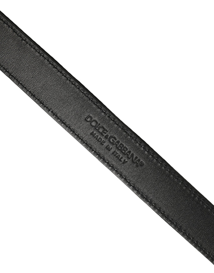 Dolce &amp; Gabbana Black Classic Leather Silver Tone Buckle Belt