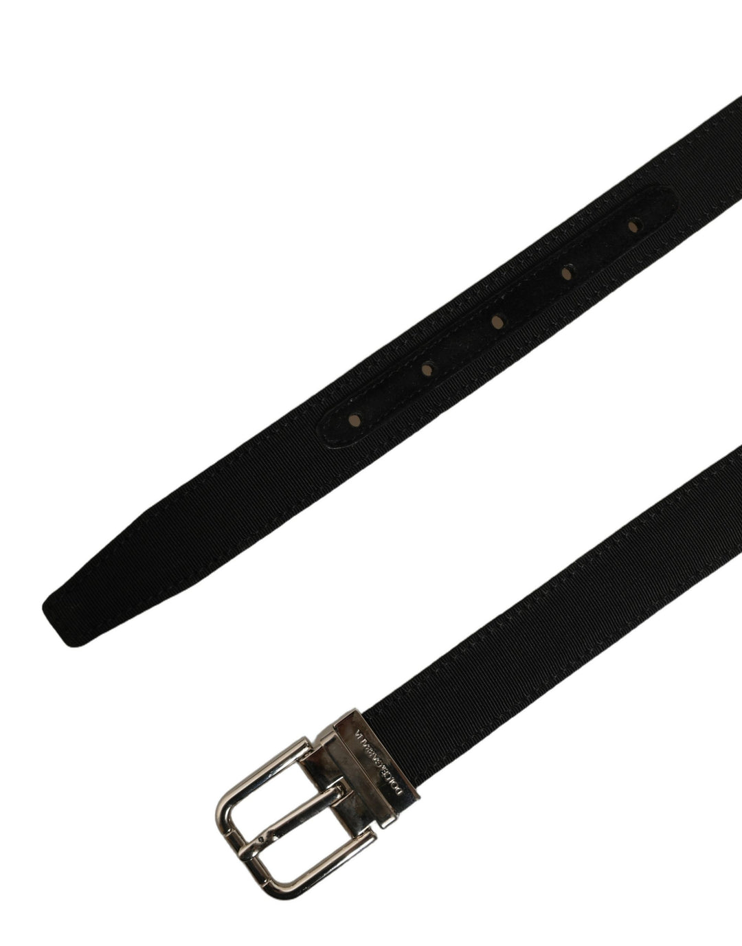 Dolce &amp; Gabbana Black Classic Leather Silver Tone Buckle Belt