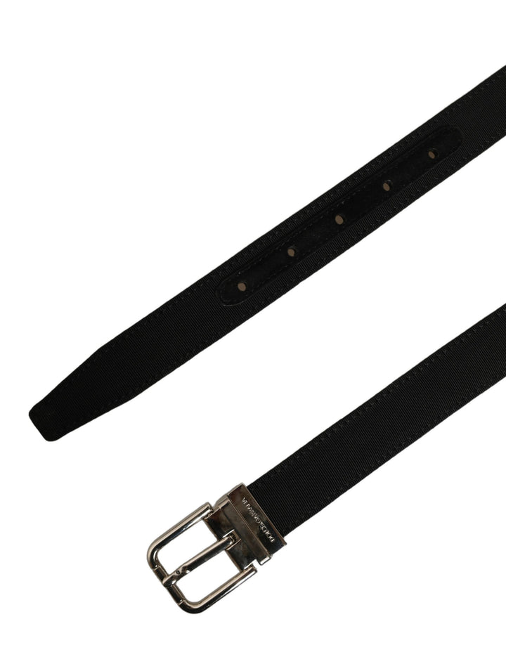 Dolce &amp; Gabbana Black Classic Leather Silver Tone Buckle Belt