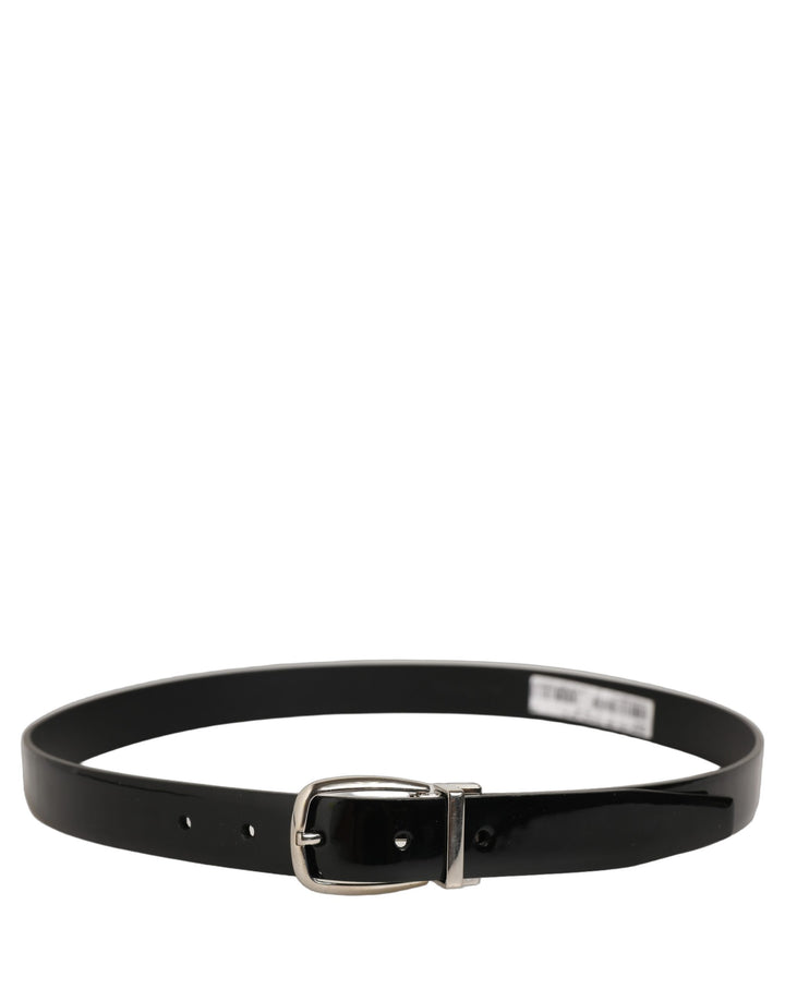 Dolce &amp; Gabbana Black Classic Leather Silver Tone Buckle Belt