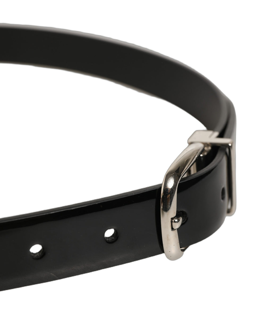 Dolce &amp; Gabbana Black Classic Leather Silver Tone Buckle Belt