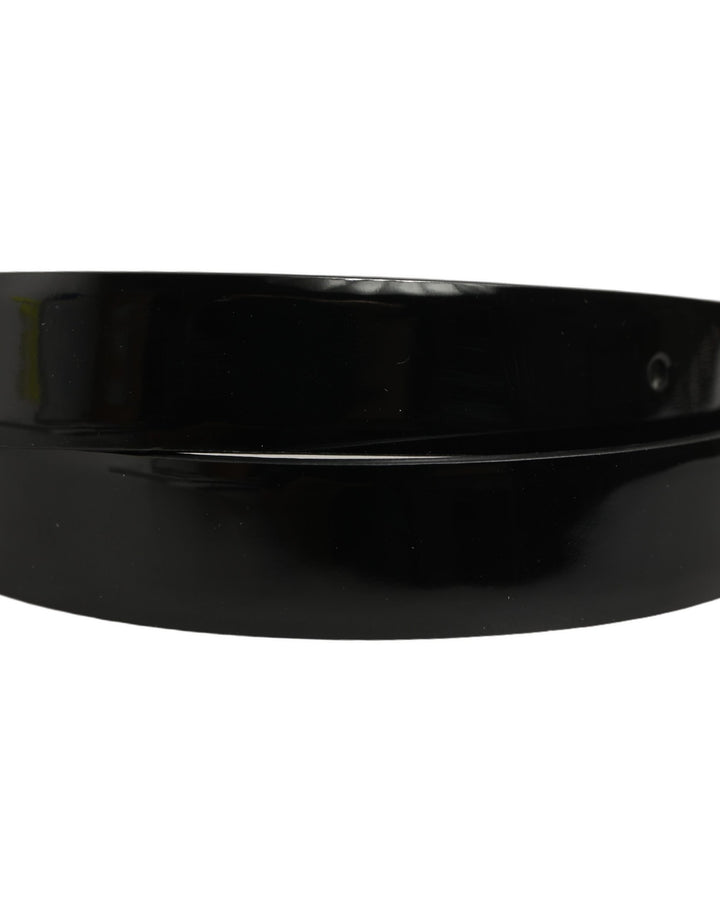 Dolce &amp; Gabbana Black Classic Leather Silver Tone Buckle Belt