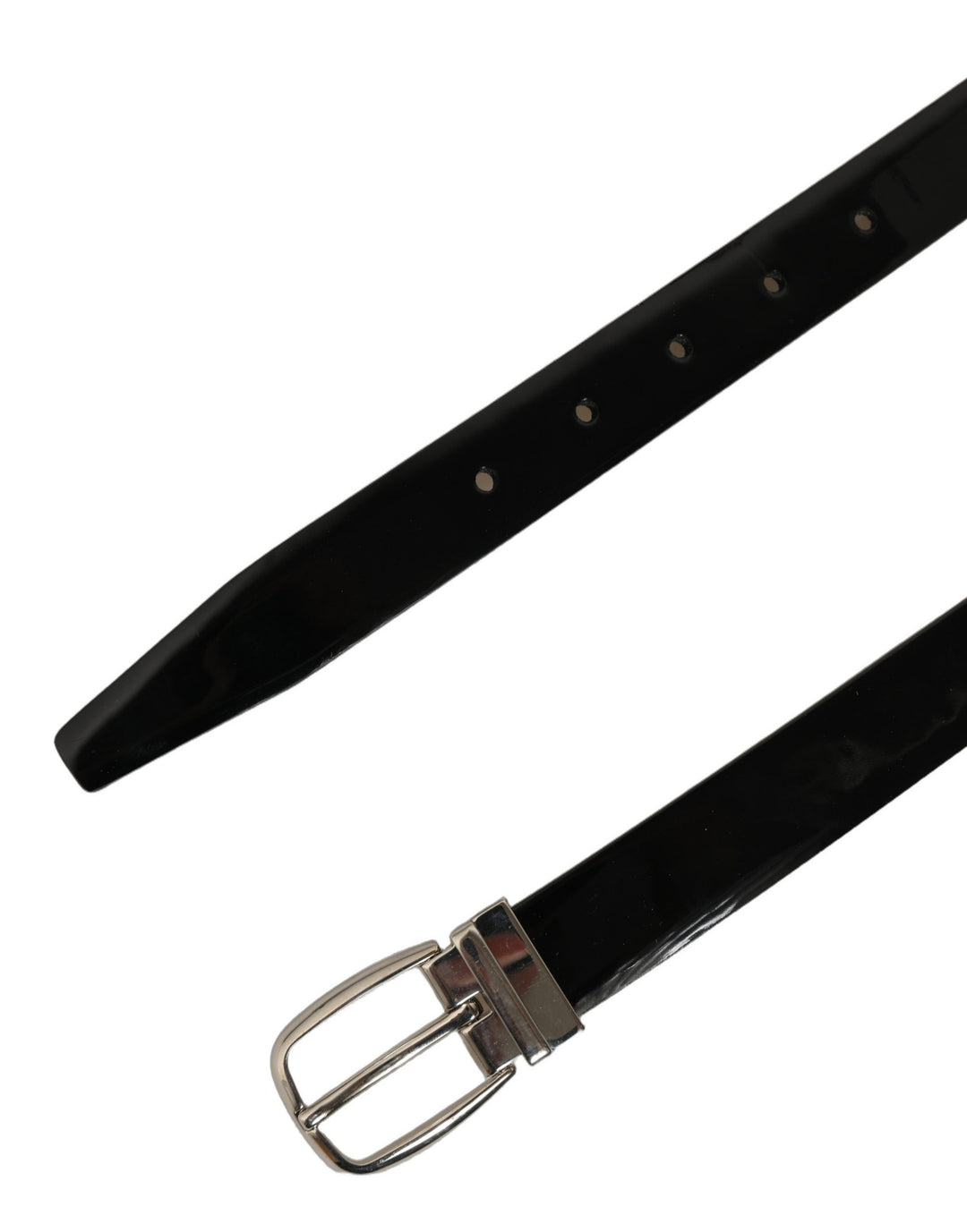 Dolce &amp; Gabbana Black Classic Leather Silver Tone Buckle Belt