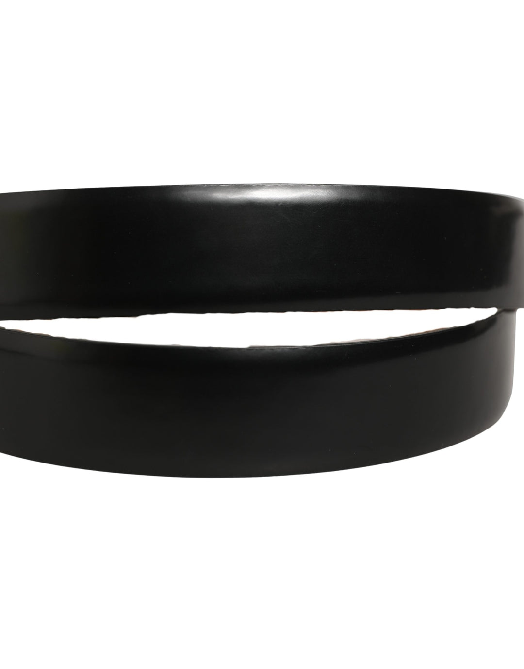 Dolce &amp; Gabbana Black Calf Leather Silver Metal Buckle Belt