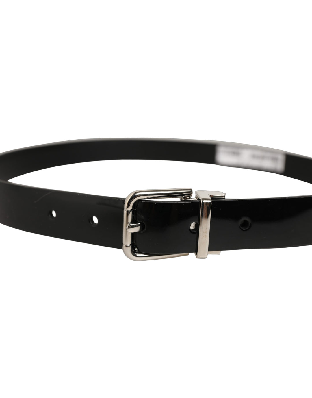 Dolce &amp; Gabbana Black Classic Leather Silver Tone Buckle Belt
