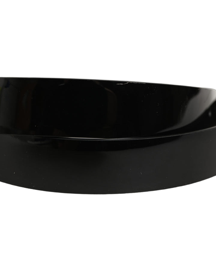 Dolce &amp; Gabbana Black Classic Leather Silver Tone Buckle Belt