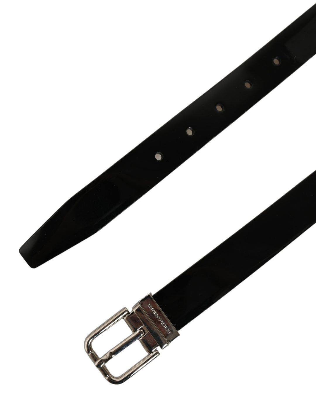 Dolce &amp; Gabbana Black Classic Leather Silver Tone Buckle Belt