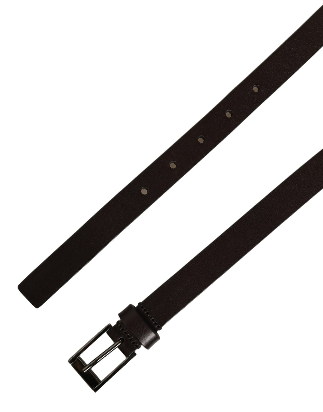 Dolce &amp; Gabbana Brown Leather Double Wrap Metal Buckle Belt