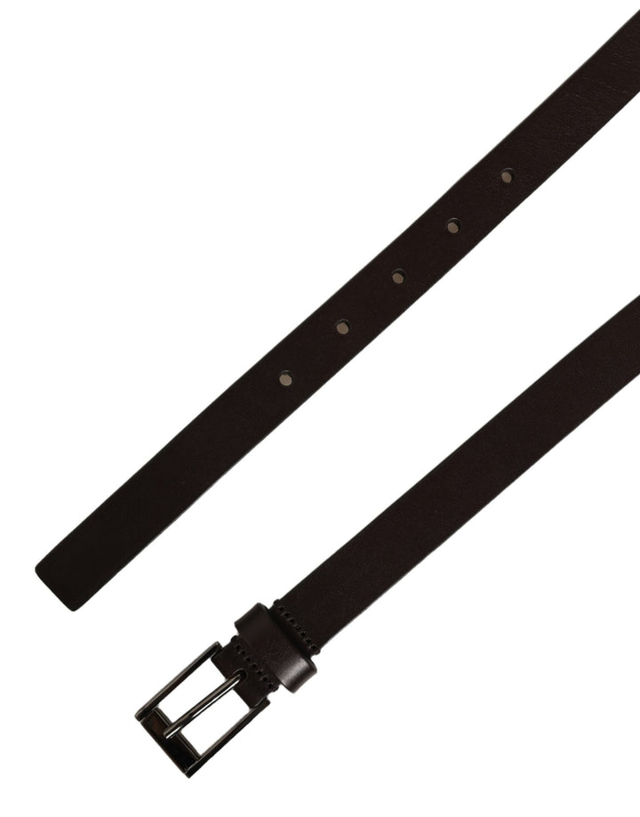 Dolce &amp; Gabbana Brown Leather Double Wrap Metal Buckle Belt