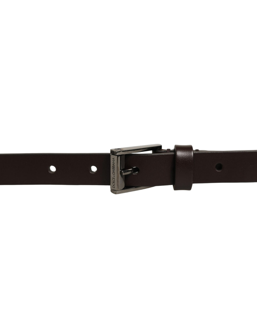 Dolce &amp; Gabbana Brown Leather Double Wrap Metal Buckle Belt