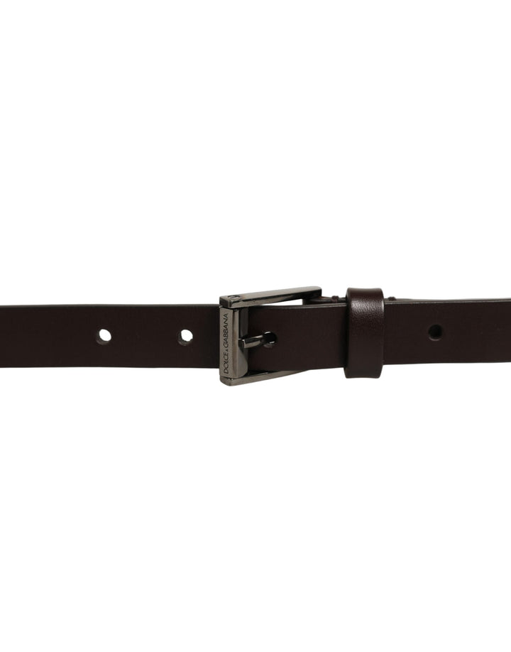 Dolce &amp; Gabbana Brown Leather Double Wrap Metal Buckle Belt