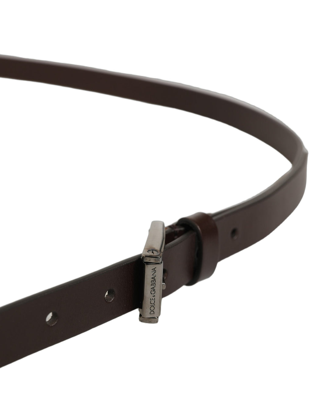 Dolce &amp; Gabbana Brown Leather Double Wrap Metal Buckle Belt