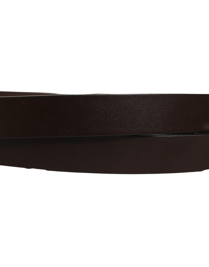 Dolce &amp; Gabbana Brown Leather Double Wrap Metal Buckle Belt