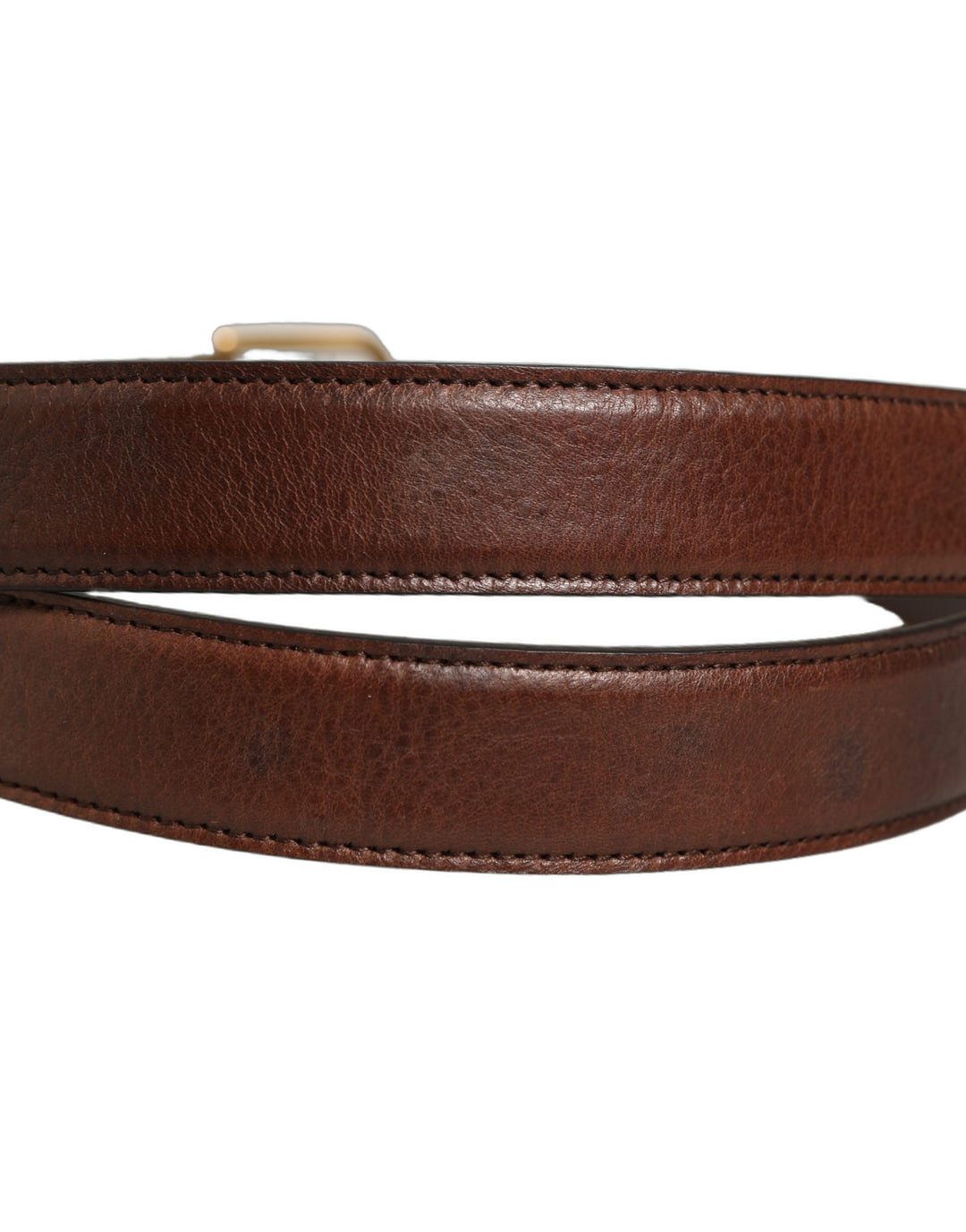 Dolce &amp; Gabbana Brown Leather Gold Tone Metal Buckle Belt