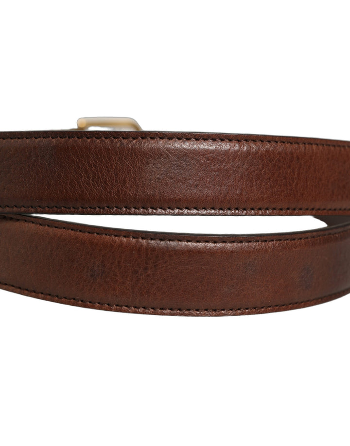 Dolce &amp; Gabbana Brown Leather Gold Tone Metal Buckle Belt