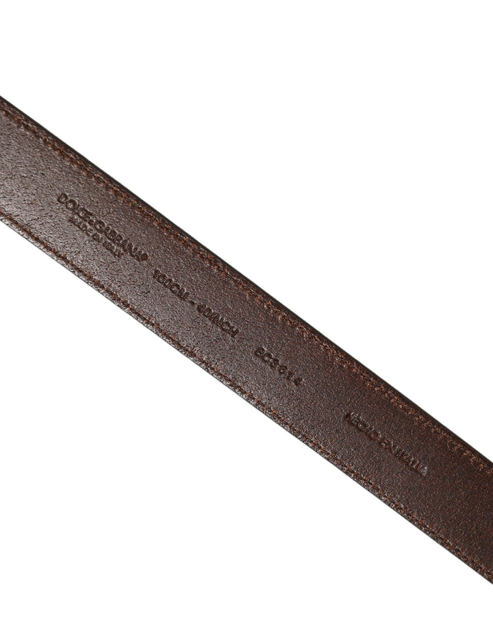 Dolce &amp; Gabbana Brown Leather Gold Tone Metal Buckle Belt